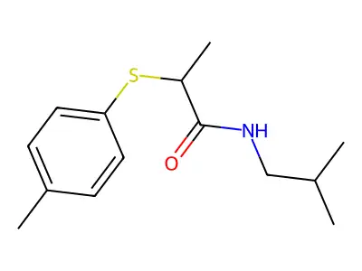 N-isobutyl-2-[(4-methylphenyl)sulfanyl]propanamide structure