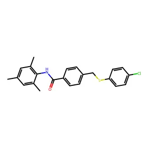 4-[(4-chlorophenyl)sulfanylmethyl]-N-(2,4,6-trimethylphenyl)benzamide structure