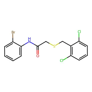N-(2-bromophenyl)-2-[(2,6-dichlorobenzyl)sulfanyl]acetamide structure