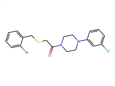 2-[(2-Bromobenzyl)sulfanyl]-1-[4-(3-chlorophenyl)piperazin-1-yl]ethanone structure
