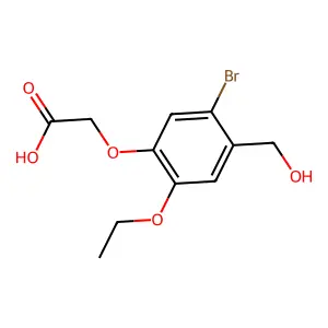 2-[5-Bromo-2-ethoxy-4-(hydroxymethyl)phenoxy]acetic acid structure