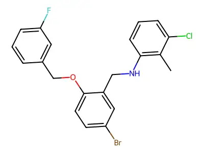 N-{5-bromo-2-[(3-fluorobenzyl)oxy]benzyl}-N-(3-chloro-2-methylphenyl)amine structure