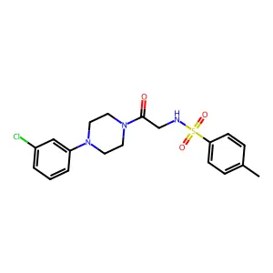 N-[2-[4-(3-chlorophenyl)piperazin-1-yl]-2-oxoethyl]-4-methylbenzenesulfonamide structure