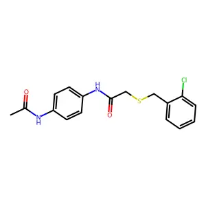 N-(4-acetamidophenyl)-2-[(2-chlorophenyl)methylsulfanyl]acetamide structure