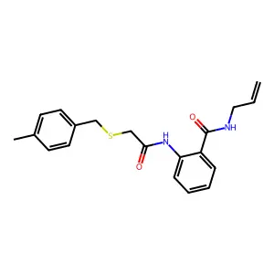 2-[[2-[(4-methylphenyl)methylsulfanyl]acetyl]amino]-N-prop-2-enylbenzamide structure