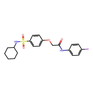 2-{4-[(cyclohexylamino)sulfonyl]phenoxy}-N-(4-iodophenyl)acetamide structure