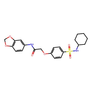 N-(1,3-benzodioxol-5-yl)-2-[4-(cyclohexylsulfamoyl)phenoxy]acetamide structure