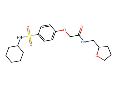 2-{4-[(cyclohexylamino)sulfonyl]phenoxy}-N-(tetrahydro-2-furanylmethyl)acetamide structure