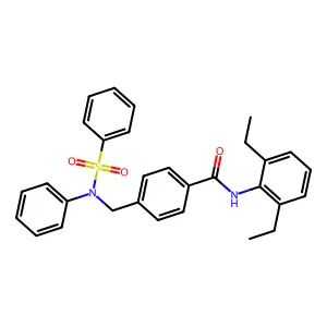 4-[[N-(benzenesulfonyl)anilino]methyl]-N-(2,6-diethylphenyl)benzamide structure