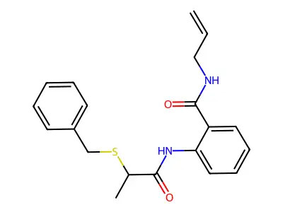 2-(2-benzylsulfanylpropanoylamino)-N-prop-2-enylbenzamide structure