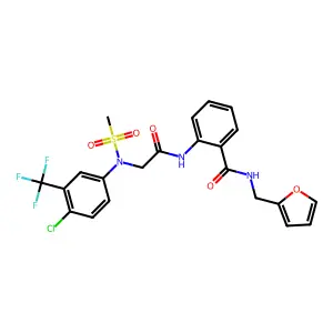 2-({[4-chloro(methylsulfonyl)-3-(trifluoromethyl)anilino]acetyl}amino)-N-(2-furylmethyl)benzamide structure