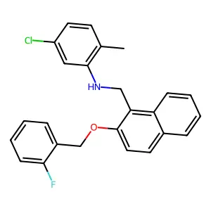 N-(5-chloro-2-methylphenyl)-N-({2-[(2-fluorobenzyl)oxy]-1-naphthyl}methyl)amine structure