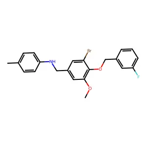 N-{3-bromo-4-[(3-fluorobenzyl)oxy]-5-methoxybenzyl}-N-(4-methylphenyl)amine structure