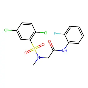 2-[[(2,5-dichlorophenyl)sulfonyl](methyl)amino]-N-(2-fluorophenyl)acetamide structure