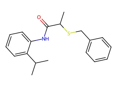 2-benzylsulfanyl-N-(2-propan-2-ylphenyl)propanamide structure