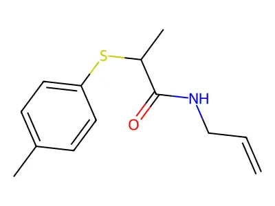 N-allyl-2-[(4-methylphenyl)sulfanyl]propanamide structure