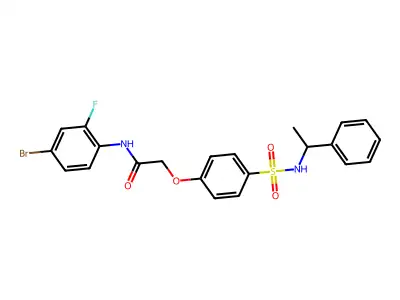 N-(4-bromo-2-fluorophenyl)-2-[4-(1-phenylethylsulfamoyl)phenoxy]acetamide structure