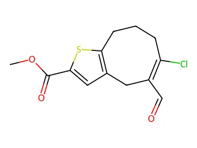 methyl (5Z)-6-chloro-5-formyl-4,7,8,9-tetrahydrocycloocta[b]thiophene-2-carboxylate structure