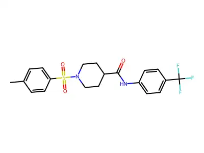 1-(4-methylphenyl)sulfonyl-N-[4-(trifluoromethyl)phenyl]piperidine-4-carboxamide structure