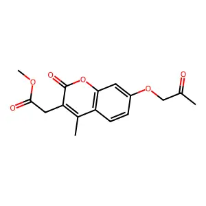 methyl [4-methyl-2-oxo-7-(2-oxopropoxy)-2H-chromen-3-yl]acetate structure