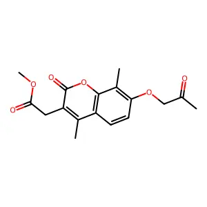 methyl [4,8-dimethyl-2-oxo-7-(2-oxopropoxy)-2H-chromen-3-yl]acetate structure