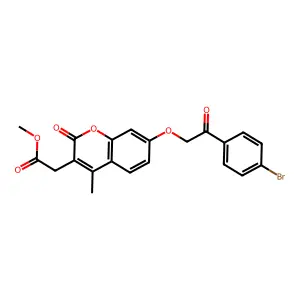 methyl {7-[2-(4-bromophenyl)-2-oxoethoxy]-4-methyl-2-oxo-2H-chromen-3-yl}acetate structure
