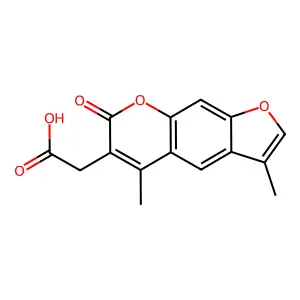 (3,5-dimethyl-7-oxo-7H-furo[3,2-g]chromen-6-yl)acetic acid structure