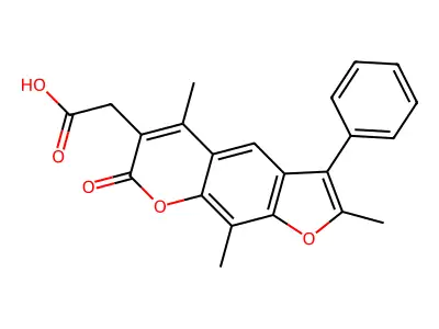 (2,5,9-trimethyl-7-oxo-3-phenyl-7H-furo[3,2-g]chromen-6-yl)acetic acid structure