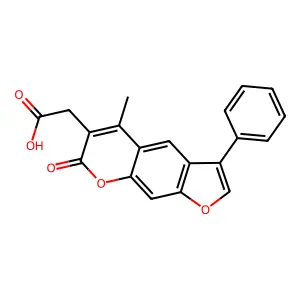 2-(5-methyl-7-oxo-3-phenyl-7H-furo[3,2-g]chromen-6-yl)acetic acid structure