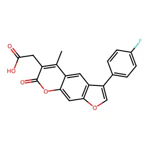 [3-(4-fluorophenyl)-5-methyl-7-oxo-7H-furo[3,2-g]chromen-6-yl]acetic acid structure
