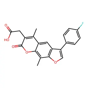 [3-(4-fluorophenyl)-5,9-dimethyl-7-oxo-7H-furo[3,2-g]chromen-6-yl]acetic acid structure