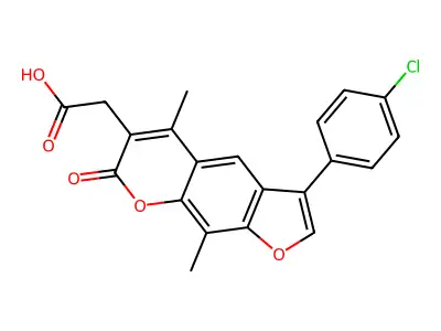 [3-(4-chlorophenyl)-5,9-dimethyl-7-oxo-7H-furo[3,2-g]chromen-6-yl]acetic acid structure