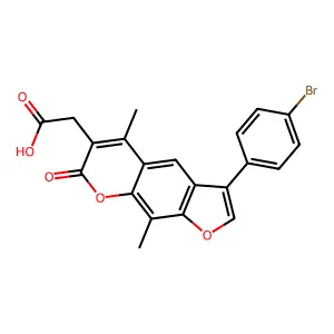 2-[3-(4-Bromophenyl)-5,9-dimethyl-7-oxofuro[3,2-g]chromen-6-yl]acetic acid structure