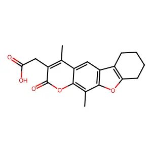 (4,11-dimethyl-2-oxo-6,7,8,9-tetrahydro-2H-[1]benzofuro[3,2-g]chromen-3-yl)acetic acid structure