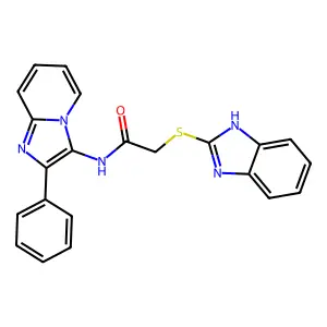 2-(1H-benzimidazol-2-ylsulfanyl)-N-(2-phenylimidazo[1,2-a]pyridin-3-yl)acetamide structure