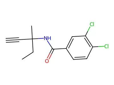 3,4-dichloro-N-(3-methylpent-1-yn-3-yl)benzamide structure