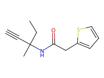 N-(3-methylpent-1-yn-3-yl)-2-(thiophen-2-yl)acetamide structure