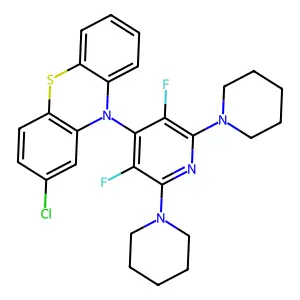 2-Chloro-10-[3,5-difluoro-2,6-di(piperidin-1-yl)pyridin-4-yl]phenothiazine structure