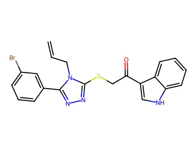 2-[[5-(3-bromophenyl)-4-prop-2-enyl-1,2,4-triazol-3-yl]sulfanyl]-1-(1H-indol-3-yl)ethanone structure