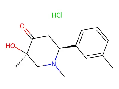 4-Piperidone, 1-equatorial,3-axial-dimethyl-3-equatorial-hydroxy-6-equatorial-(m-tolyl)-, hydrochloride structure