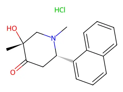 4-Piperidone, 1-equatorial,3-axial-dimethyl-3-equatorial-hydroxy-6-equatorial-(1-naphthyl)-, hydrochloride structure