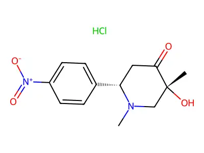 4-Piperidone, 1-equatorial,3-axial-dimethyl-3-equatorial-hydroxy-6-equatorial-(p-nitrophenyl)-, hydrochloride structure