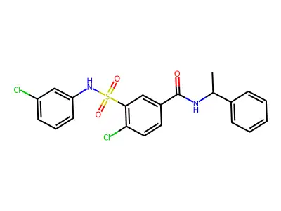 4-chloro-3-[(3-chlorophenyl)sulfamoyl]-N-(1-phenylethyl)benzamide structure