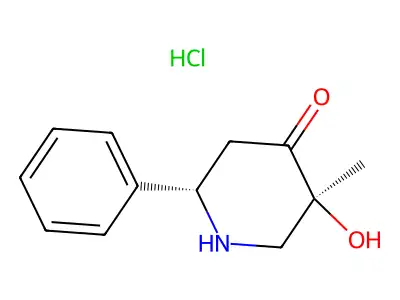 4-Piperidone, 3-axial-hydroxy-3-equatorial-methyl-6-equatorial-phenyl-, hydrochloride structure
