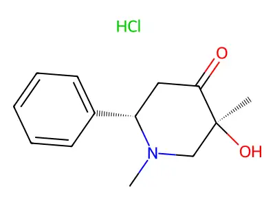 5-Hydroxy-1,5-dimethyl-2-phenylpiperidin-4-one--hydrogen chloride (1/1) structure