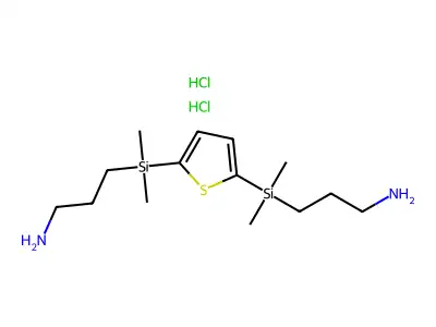 Propylamine, 3,3'-(thiophene-2,5-diylbis(dimethylsilylene))bis-, dihydrochloride structure