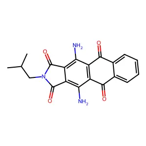 4,11-diamino-2-(2-methylpropyl)-1H-naphth[2,3-f]isoindole-1,3,5,10(2H)-tetrone structure