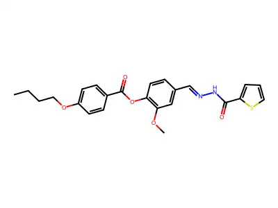 [2-methoxy-4-[(thiophene-2-carbonylhydrazinylidene)methyl]phenyl] 4-butoxybenzoate structure