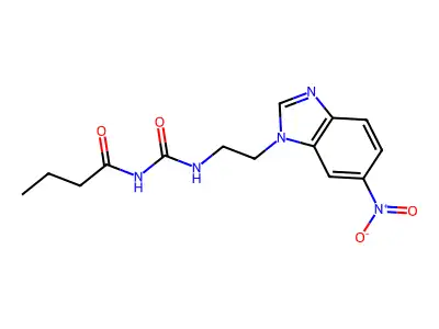 Butanamide, N-(((2-(6-nitro-1H-benzimidazol-1-yl)ethyl)amino)carbonyl)- structure