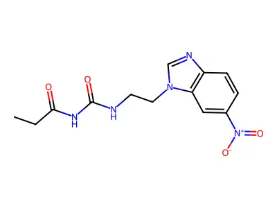 Propanamide, N-(((2-(6-nitro-1H-benzimidazol-1-yl)ethyl)amino)carbonyl)- structure
